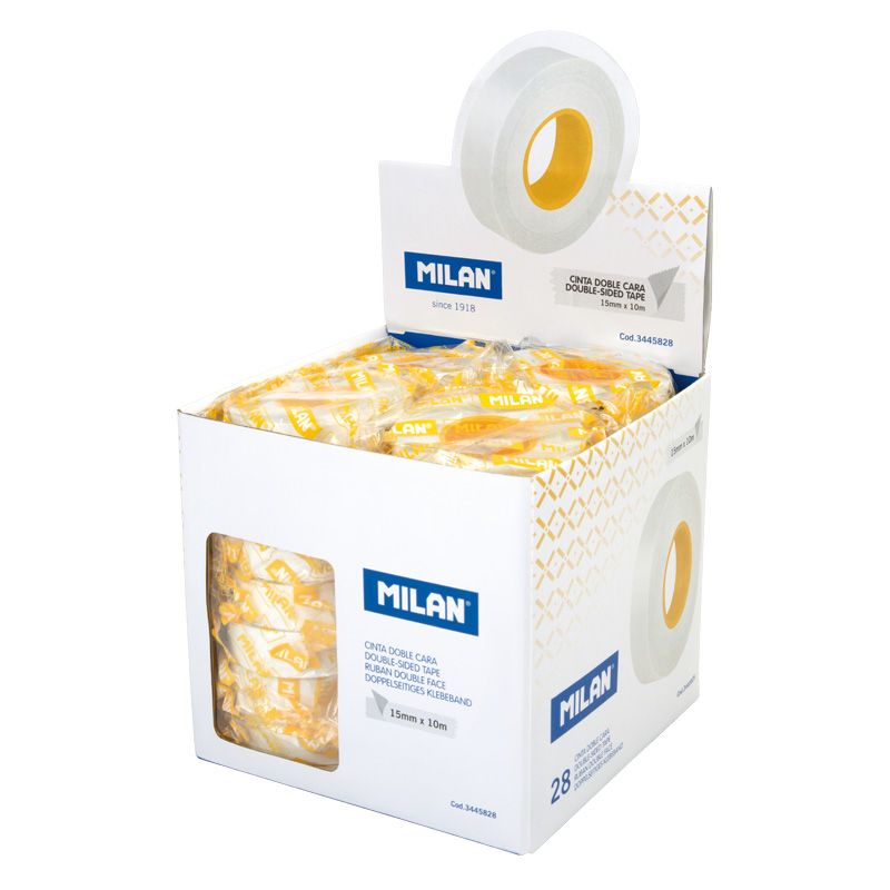 Hộp 28 Cuộn Băng Keo Hai Mặt Milan 15 Mm X 10 M