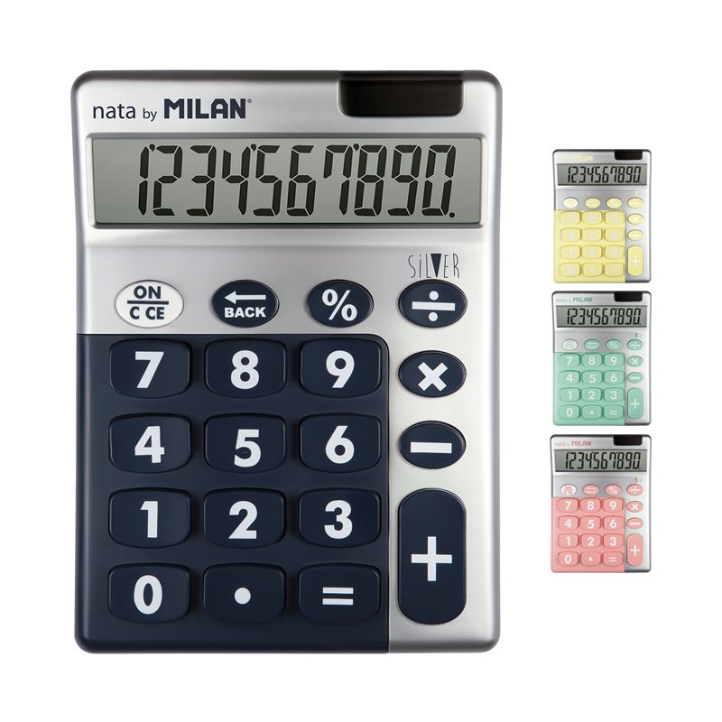 Hộp 6 Máy Tính Milan 10 Digit Silver, Nhiều Màu (2)