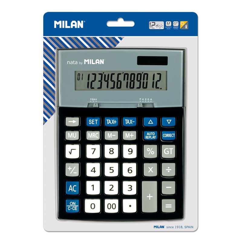 Vỉ Máy Tính Milan 12 Digit Check Button, Màu đen (1)