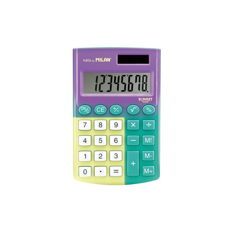 Vỉ Máy Tính Milan 8 Digit Sunset Pocket, Màu Xanh Ngọc (2)