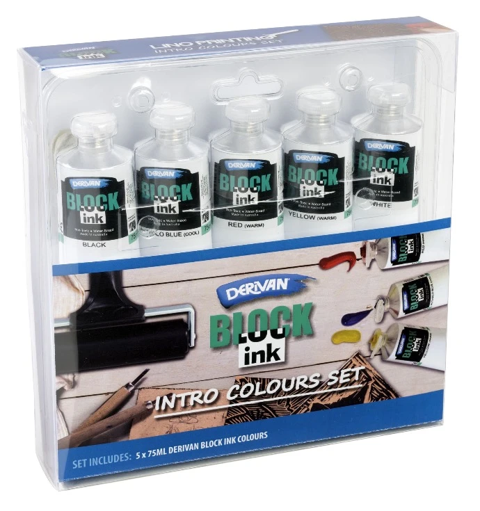 Bộ Mực In Khối Màu Cơ Bản 5x75ml Block Ink Intro Colours Set 5x75ml Derivan