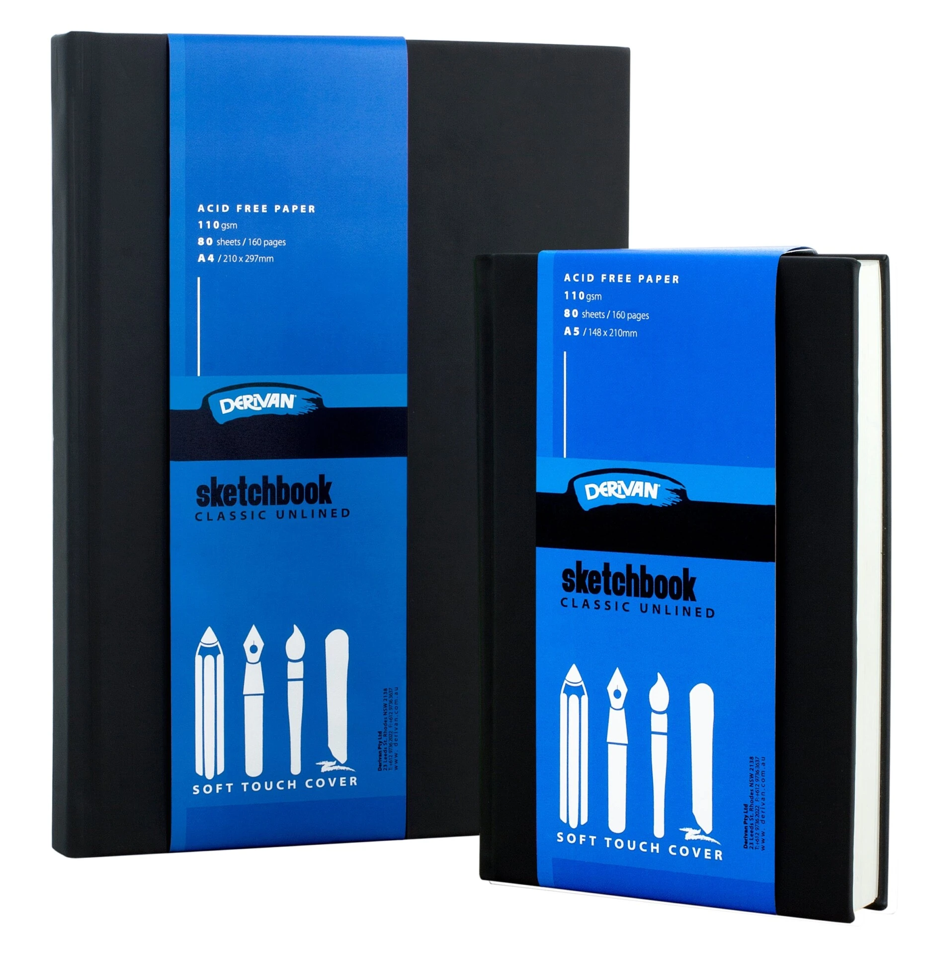 Derivan Soft Touch Plain Sketchbook Portrait 110gsm 80shts Pic1