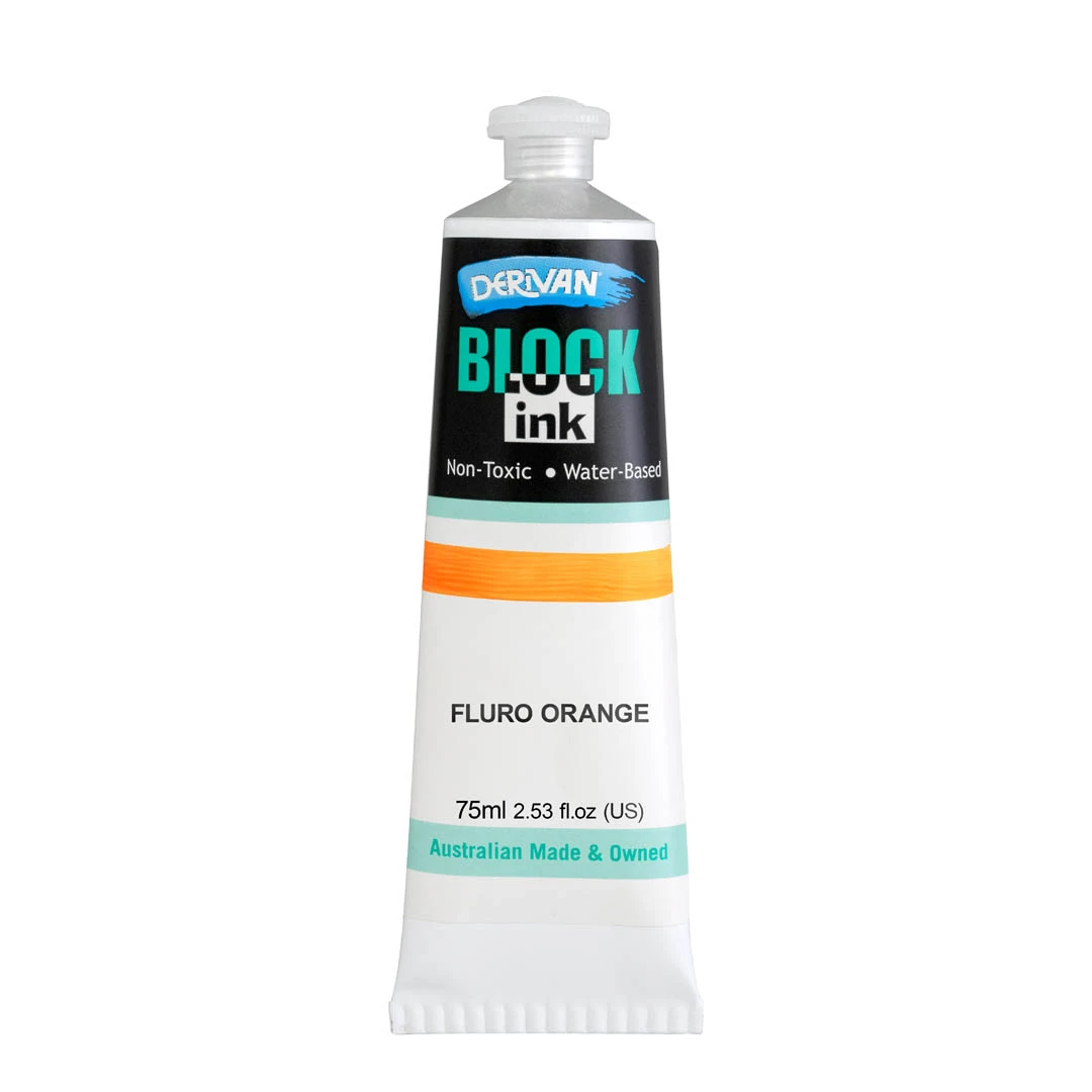 Mực In Khối Màu Cam Huỳnh Quang 75ml Block Ink 75ml Fluro Orange Derivan