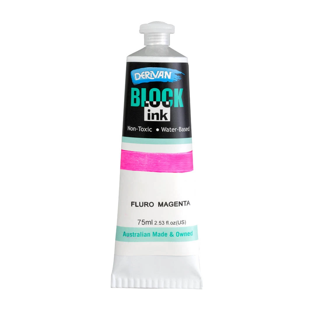 Mực In Khối Màu Hồng Tím Huỳnh Quang 75ml Block Ink 75ml Fluro Magenta Derivan