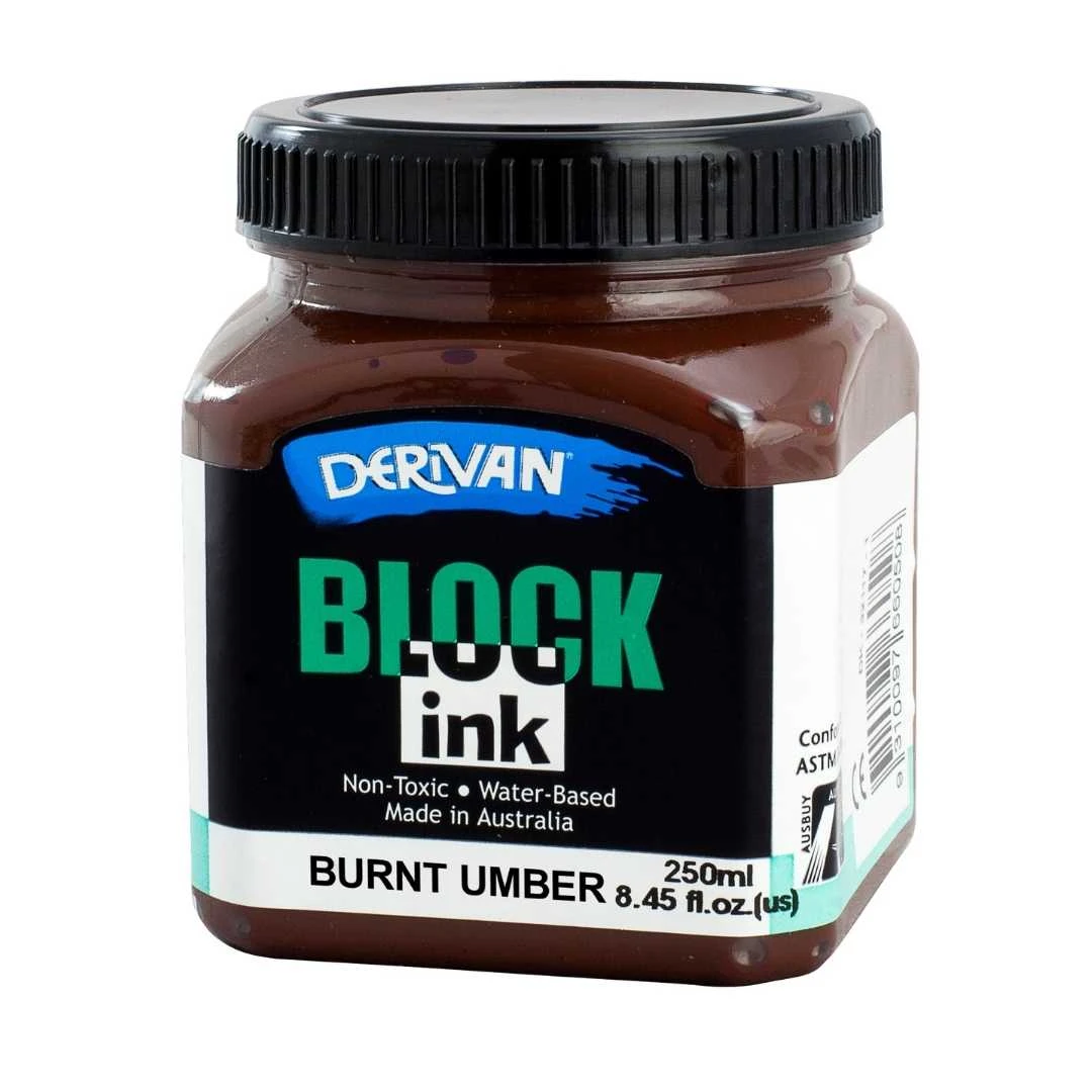 Mực In Khối Màu Nâu Umber Cháy 250ml Block Ink 250ml Burnt Umber Derivan