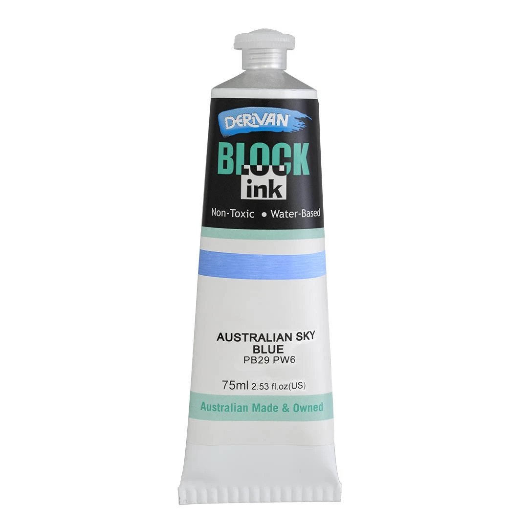 Mực In Khối Màu Xanh Dương Bầu Trời Úc 75ml Block Ink 75ml Australian Sky Blue Derivan