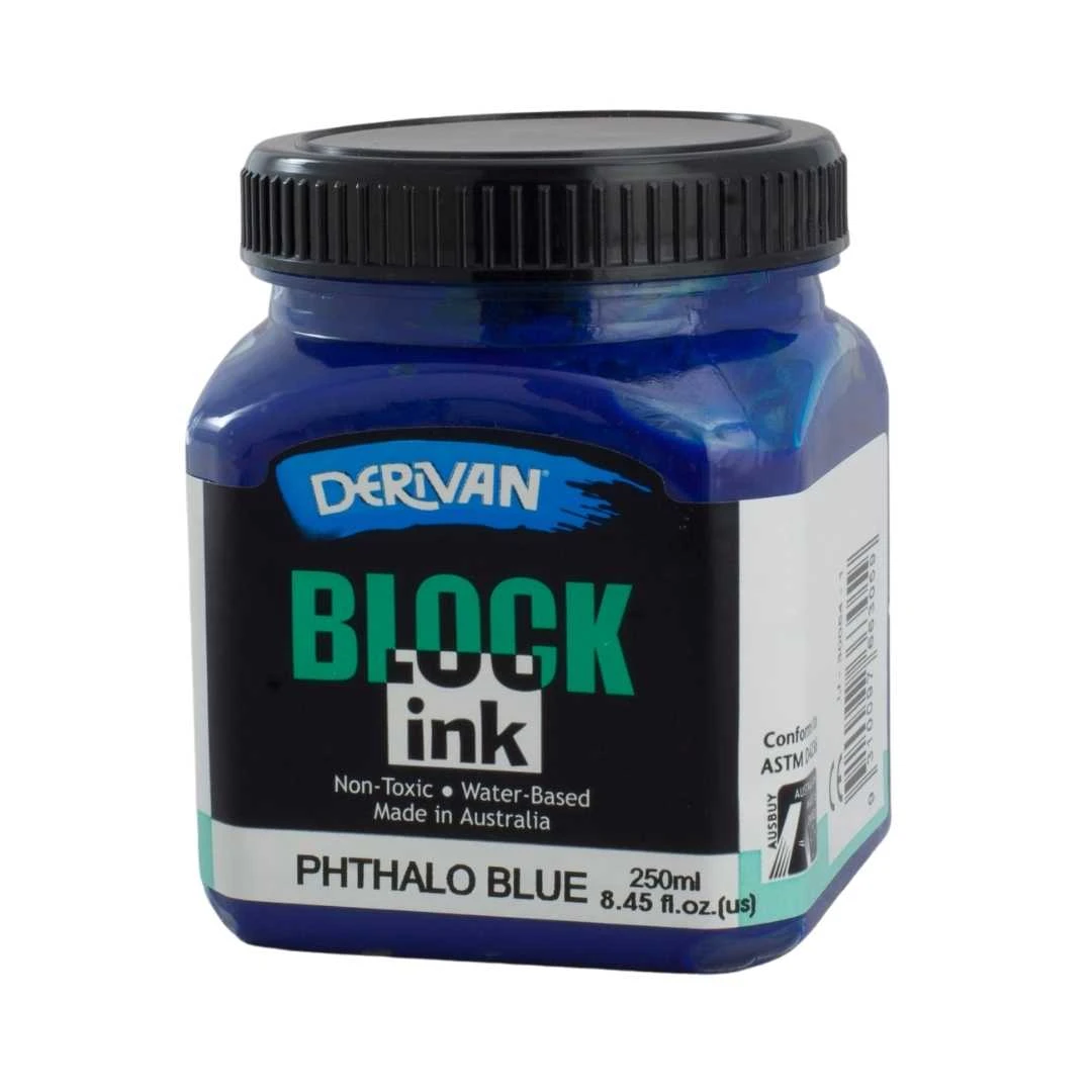 Mực In Khối Màu Xanh Dương Phthalo (tông Lạnh) 250ml Block Ink 250ml Phthalo Blue (cool) Derivan