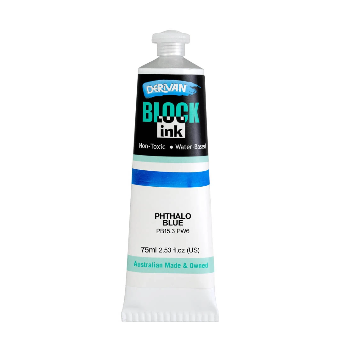Mực In Khối Màu Xanh Dương Phthalo (tông Lạnh) 75ml Block Ink 75ml Phthalo Blue (cool) Derivan