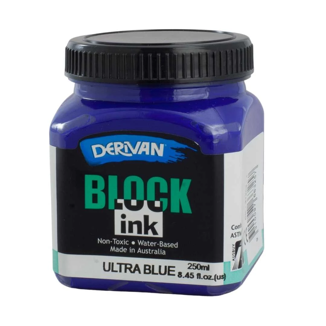 Mực In Khối Màu Xanh Dương Ultra (tông Ấm) 250ml Block Ink 250ml Ultra Blue (warm) Derivan