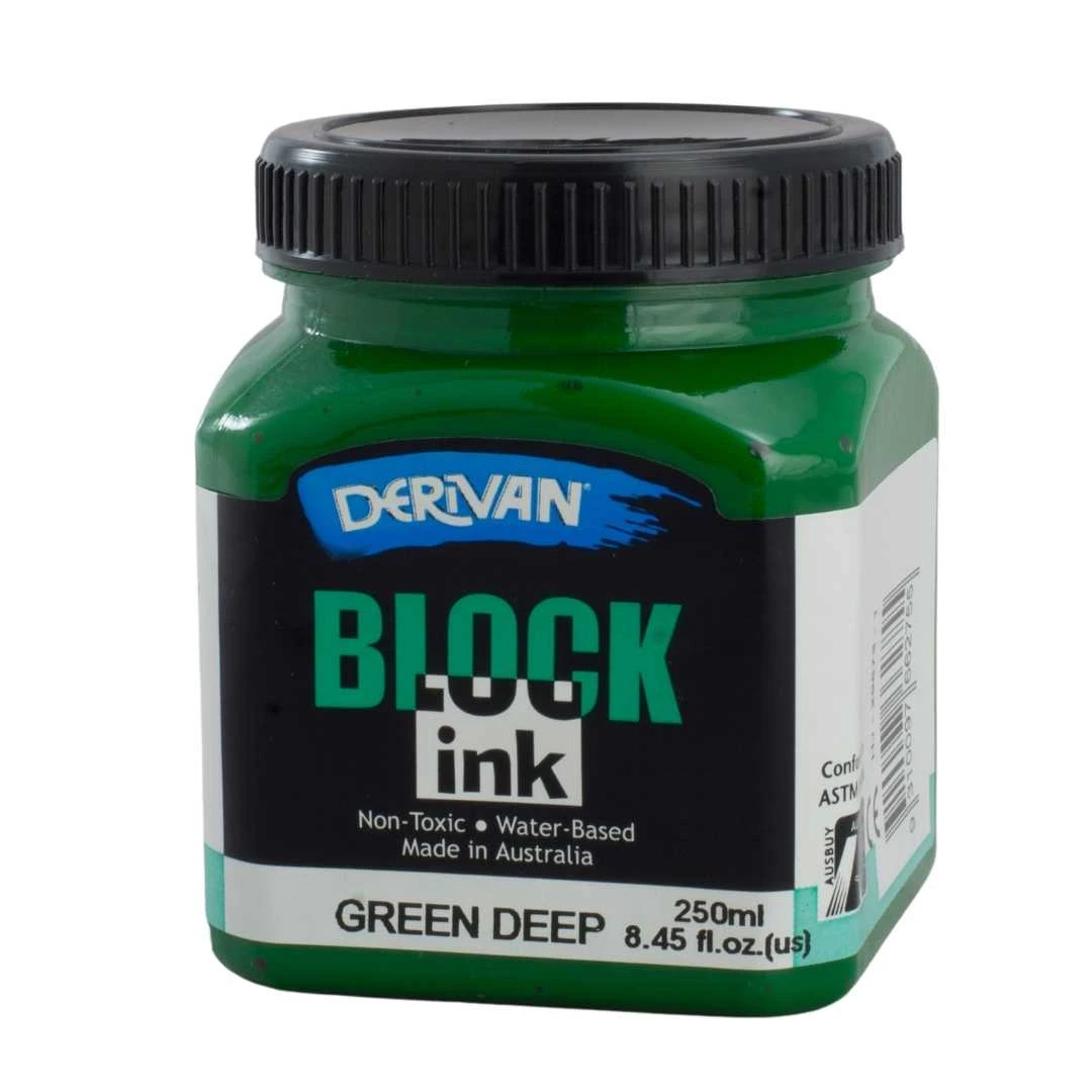 Mực In Khối Màu Xanh Lá Đậm 250ml Block Ink 250ml Green Deep Derivan