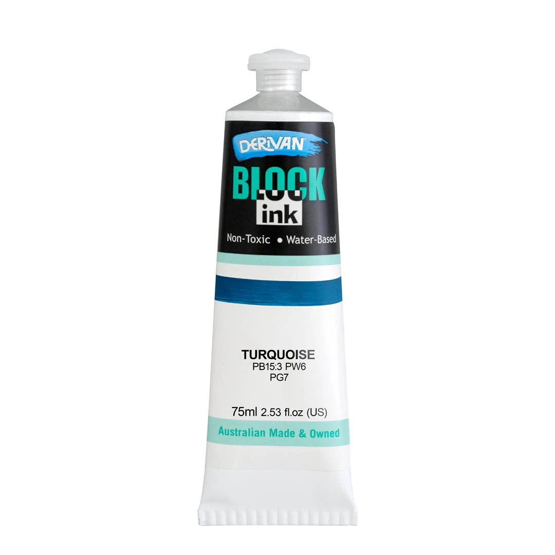 Mực In Khối Màu Xanh Ngọc 75ml Block Ink 75ml Turquoise Derivan