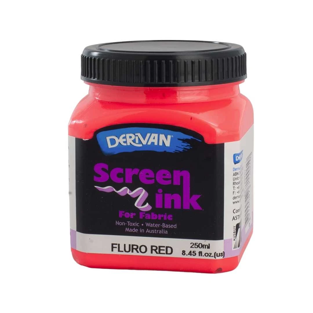 Mực In Lụa Màu Đỏ Huỳnh Quang 250ml Screen Ink 250ml Fluro Red Derivan