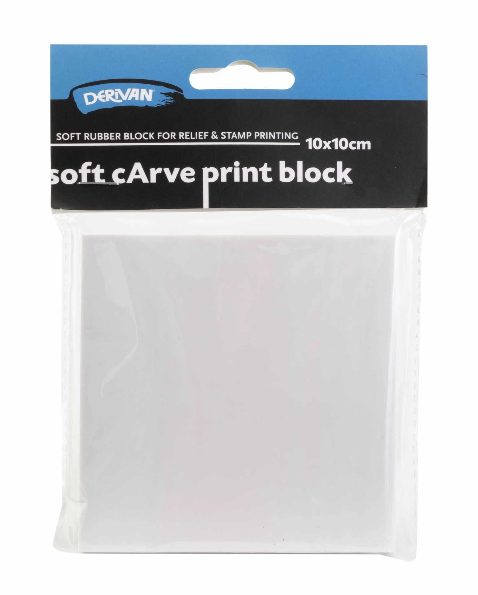 Tấm Khắc Làm Từ Cao Su Mềm Màu Trắng 10x10cm Derivan Soft Carve Print Block 10x10cm White Derivan