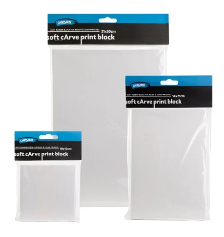 Tấm Khắc Làm Từ Cao Su Mềm Màu Trắng 14x21cm Derivan Soft Carve Print Block 14x21cm White Derivan