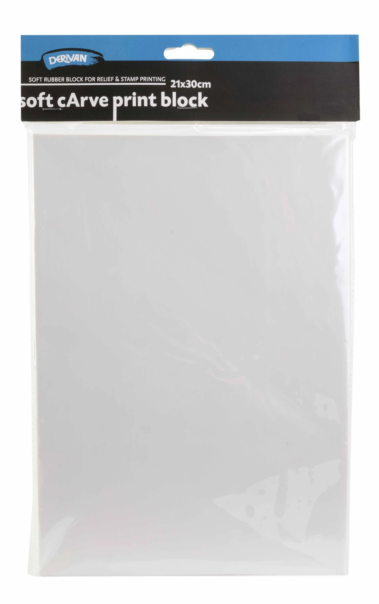 Tấm Khắc Làm Từ Cao Su Mềm Màu Trắng 21x30cm Derivan Soft Carve Print Block 21x30cm White Derivan